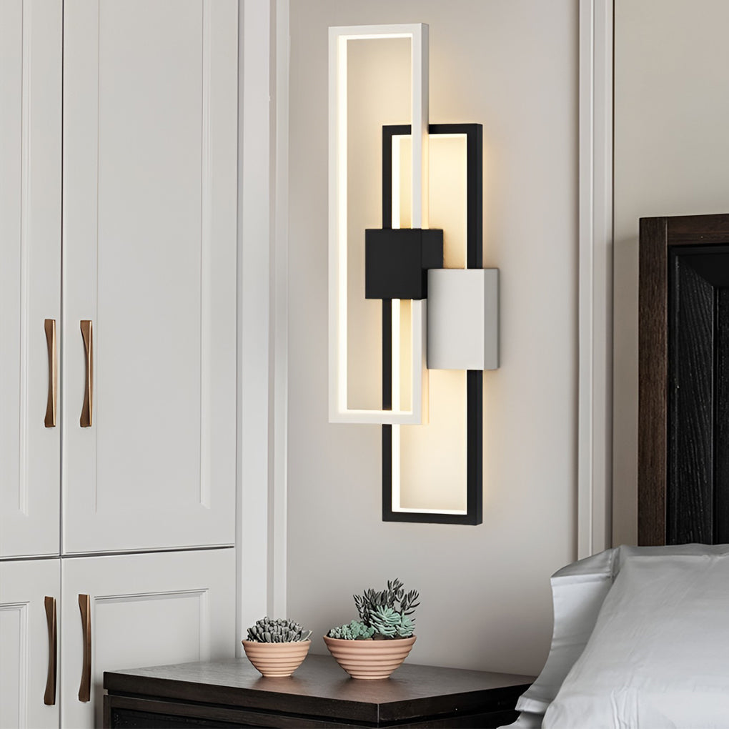 Nordic Geometric LED Wall Sconce Light in Matte Black for Living Room