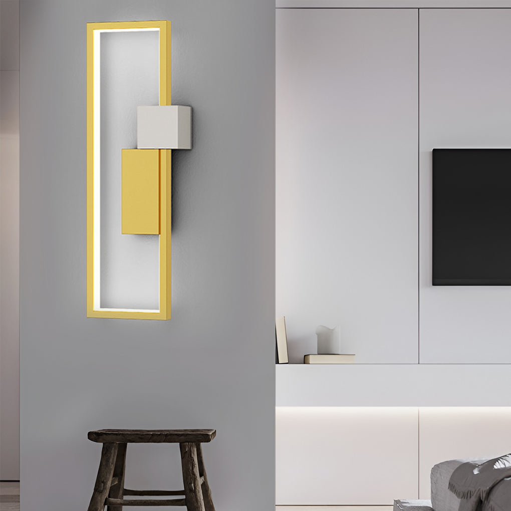 Nordic Geometric LED Wall Sconce Light in Matte Black for Living Room