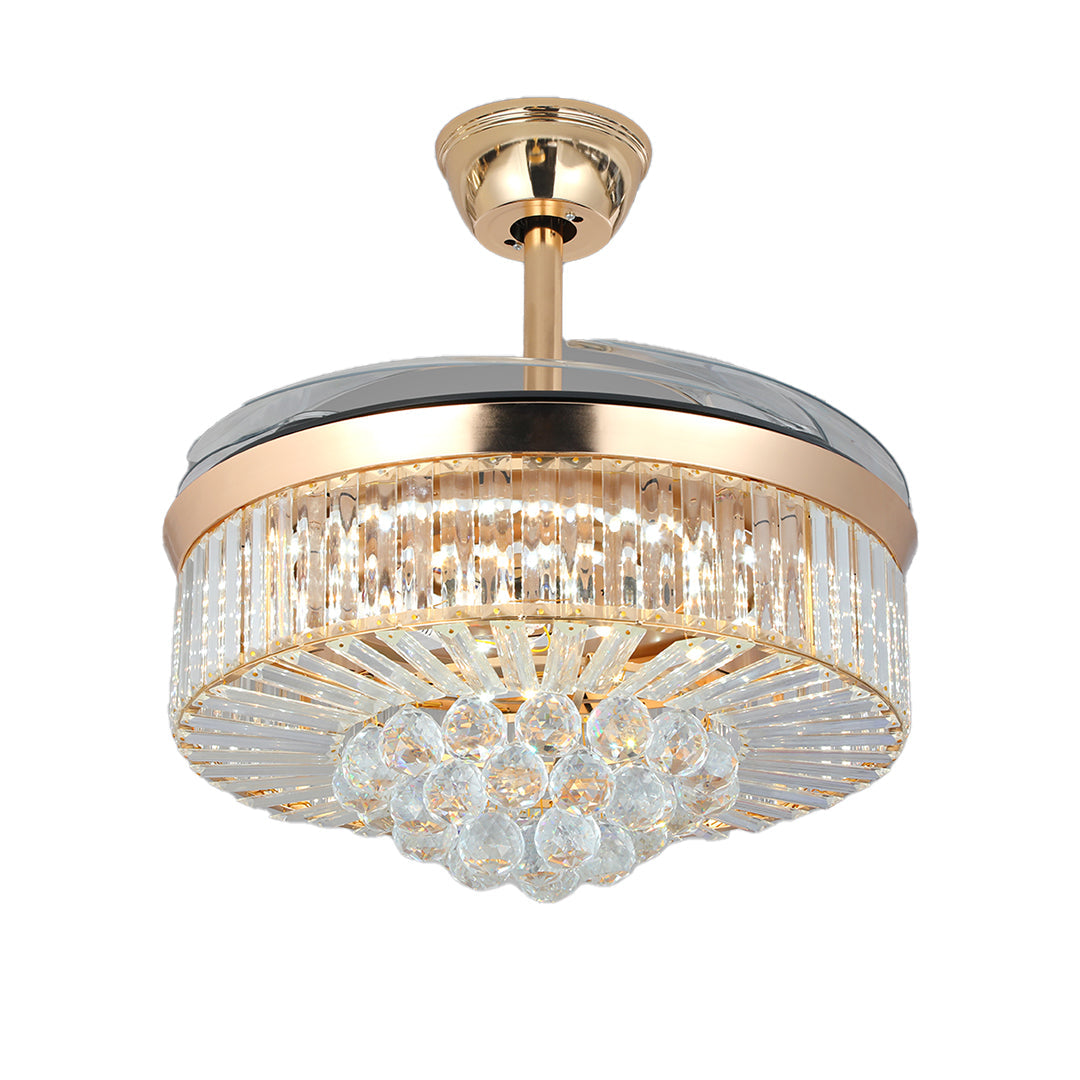 Elegant Gold Iron Crystal Ceiling Fan with Lights for Luxury Interiors