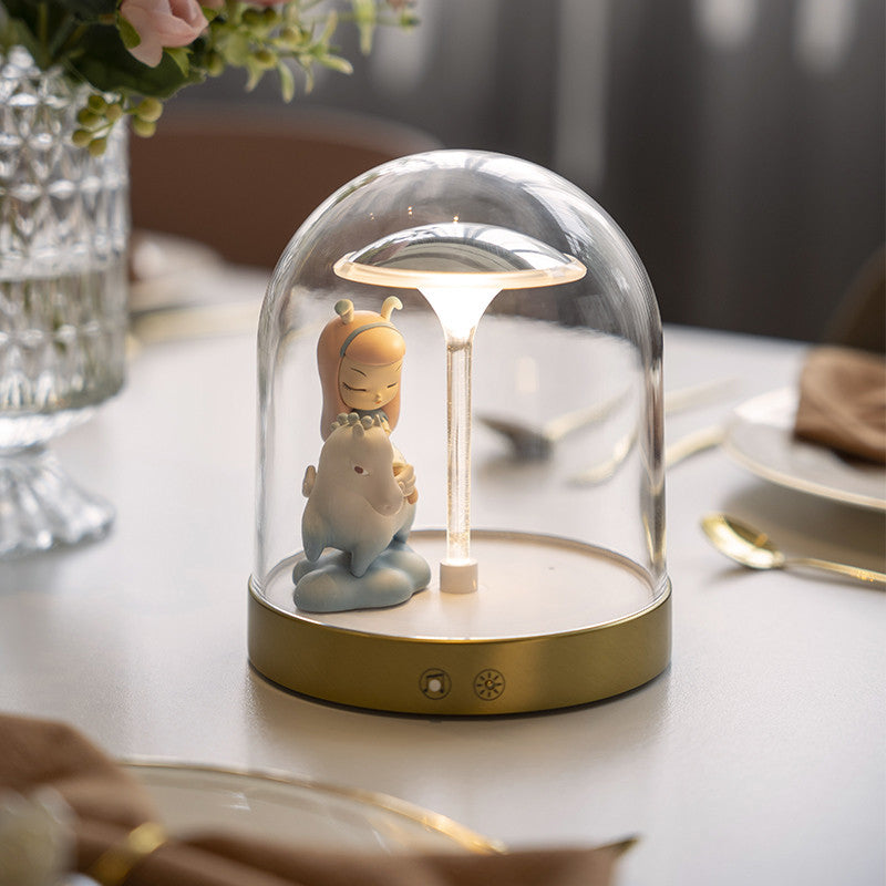 Elegant Glass Dome LED Table Lamp for Fairy Tale Bedroom Decor