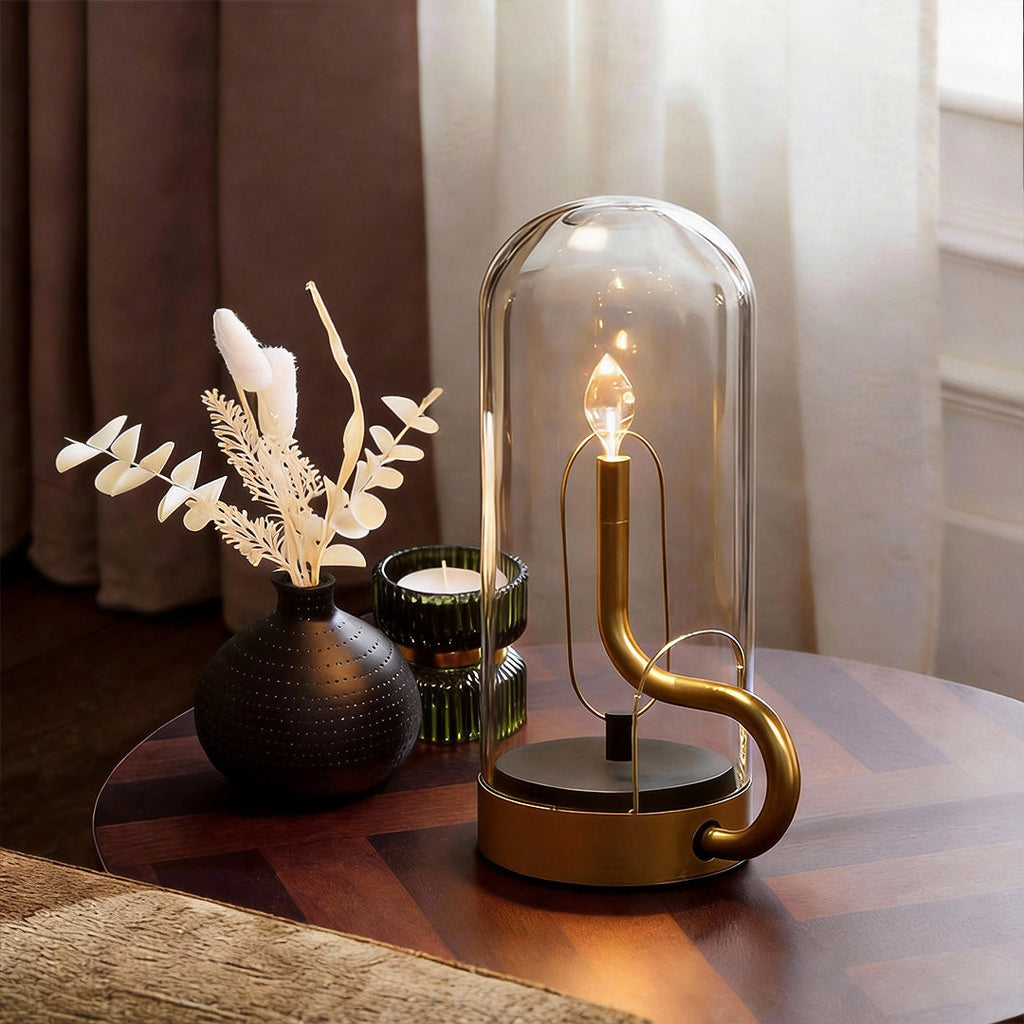Modern Clear Glass Dome LED Table Light for Bedroom or Living Room