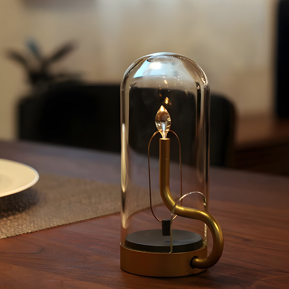 Modern Clear Glass Dome LED Table Light for Bedroom or Living Room