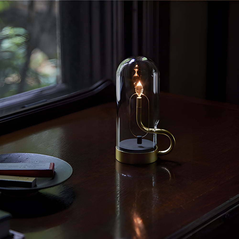 Modern Clear Glass Dome LED Table Light for Bedroom or Living Room
