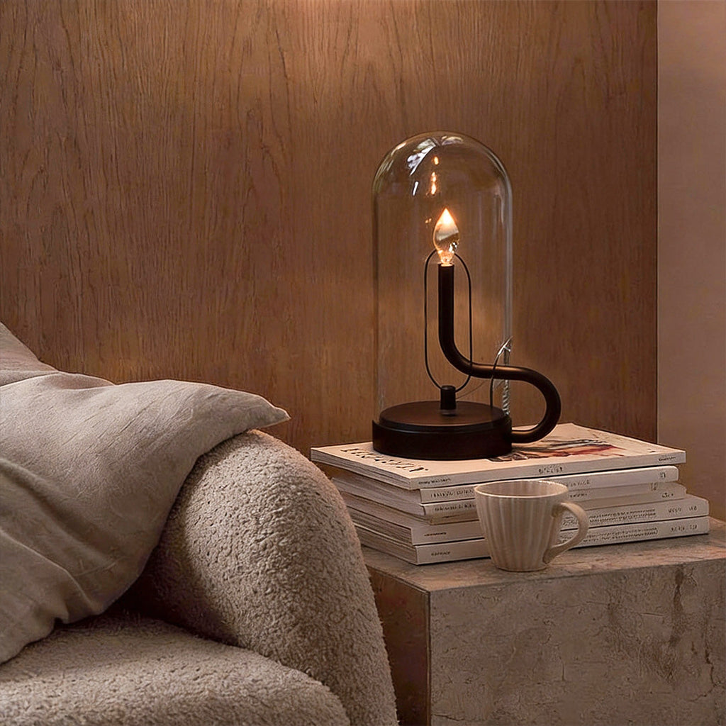 Modern Clear Glass Dome LED Table Light for Bedroom or Living Room