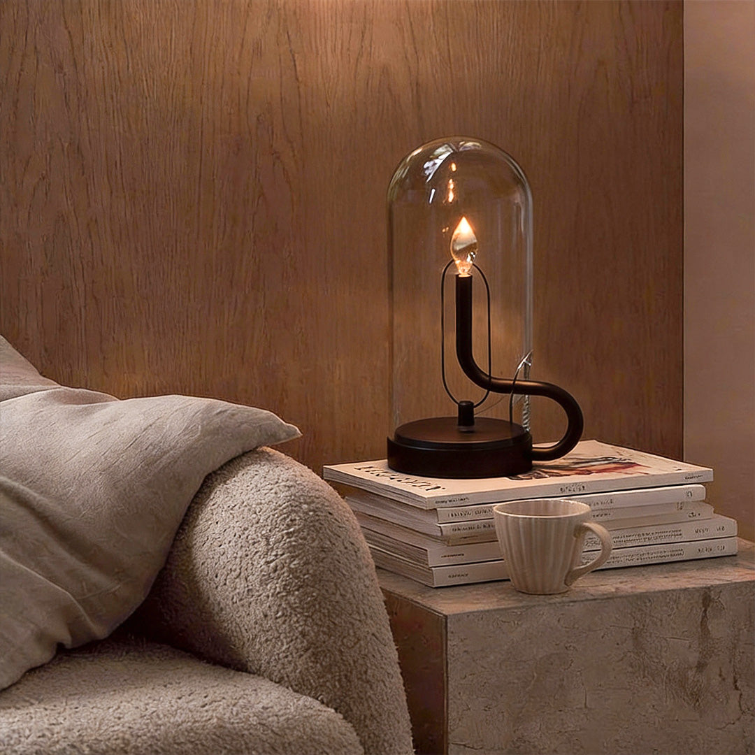 Modern Clear Glass Dome LED Table Light for Bedroom or Living Room