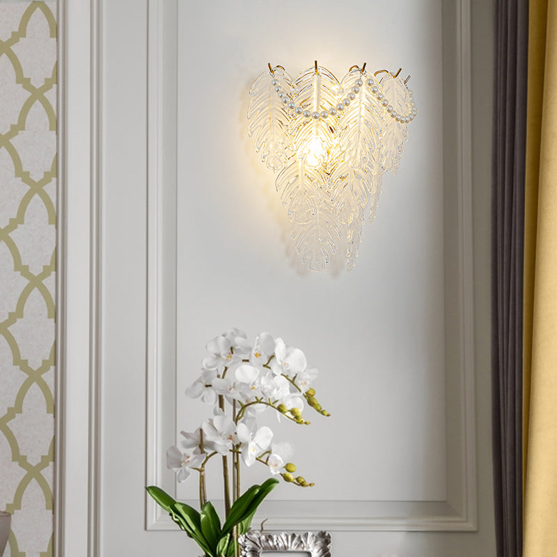 Luxury Modern Glass Feather Wall Sconce Light for Contemporary Rooms