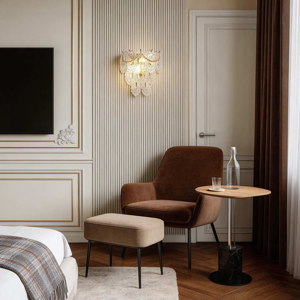 Luxury Modern Glass Feather Wall Sconce Light for Contemporary Rooms