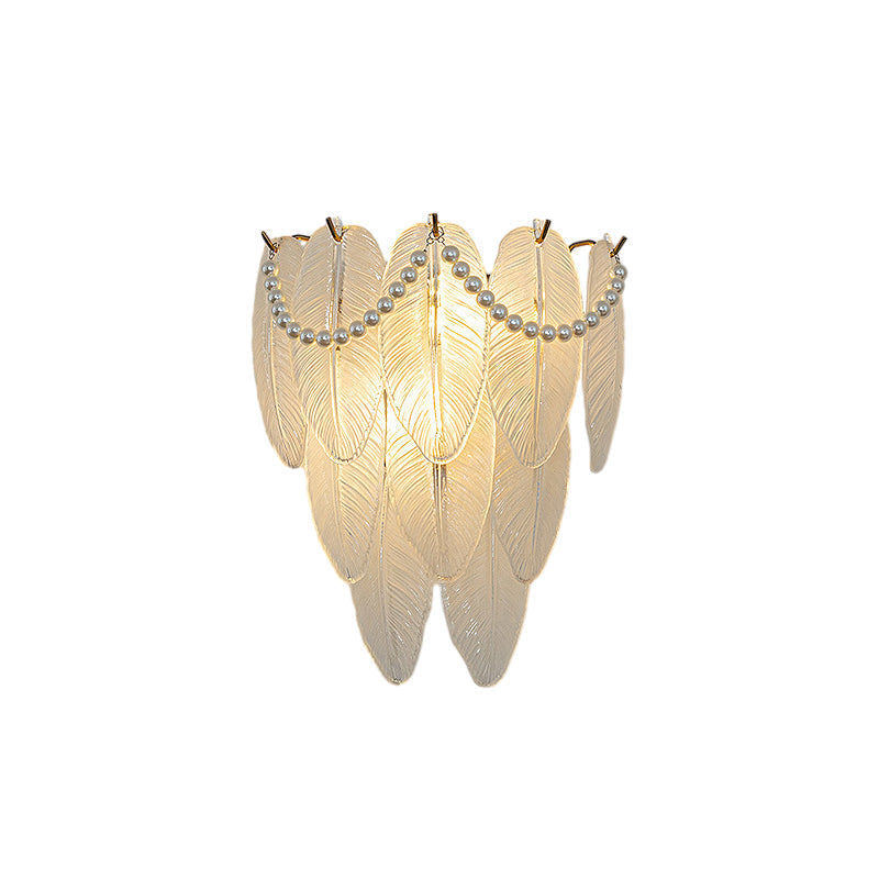 Luxury Modern Glass Feather Wall Sconce Light for Contemporary Rooms