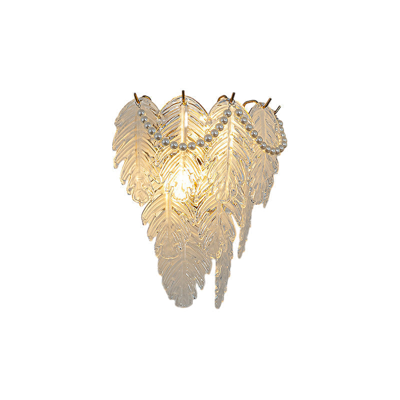 Luxury Modern Glass Feather Wall Sconce Light for Contemporary Rooms