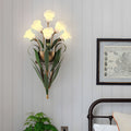 Rustic Glass Floral Wall Sconce in Natural Country Style for Living Room