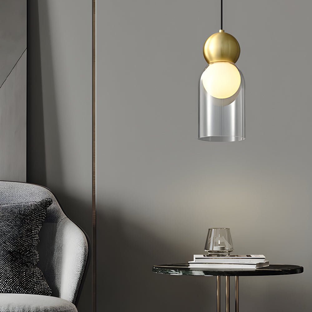 Luxury Copper Glass Gourd Pendant Light with 3 Step Dimming for Modern Living Rooms