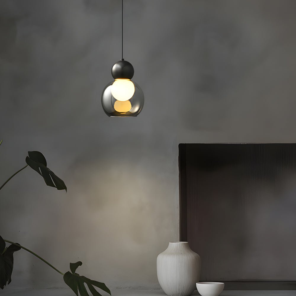 Luxury Copper Glass Gourd Pendant Light with 3 Step Dimming for Modern Living Rooms