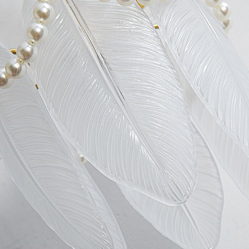 Nordic Glass Leaf Feather Wall Light Fixture for Contemporary Rooms
