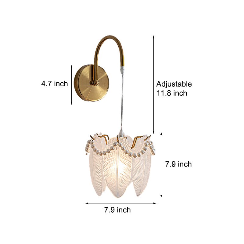 Nordic Glass Leaf Feather Wall Light Fixture for Contemporary Rooms