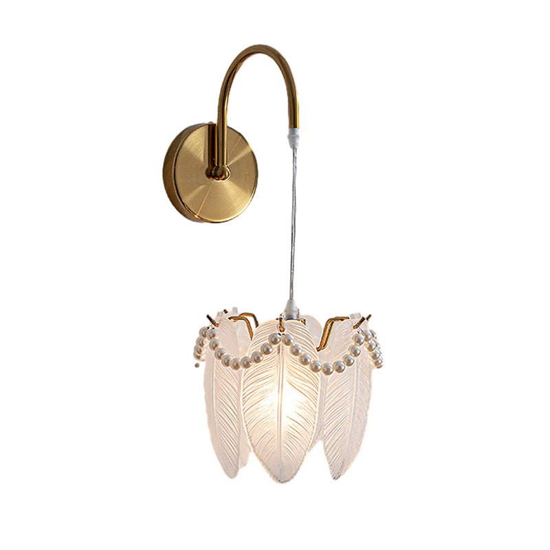 Nordic Glass Leaf Feather Wall Light Fixture for Contemporary Rooms