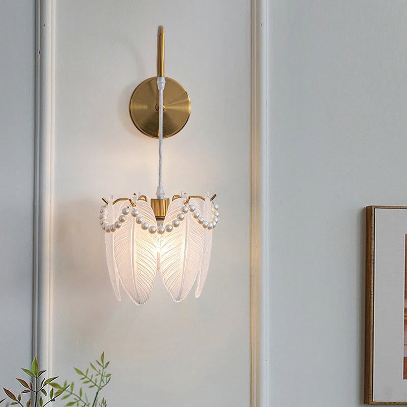Nordic Glass Leaf Feather Wall Light Fixture for Contemporary Rooms