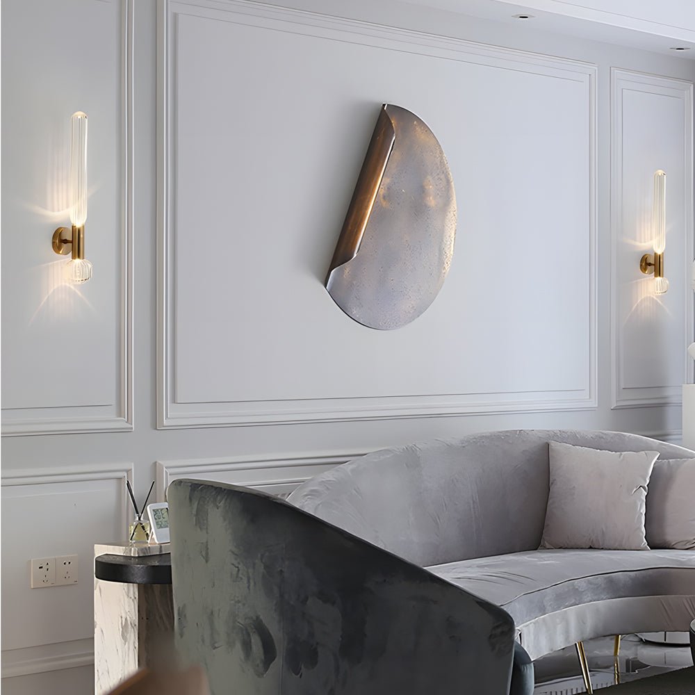 Postmodern Clear Glass Wall Light Fixture for Living Room & Hallway