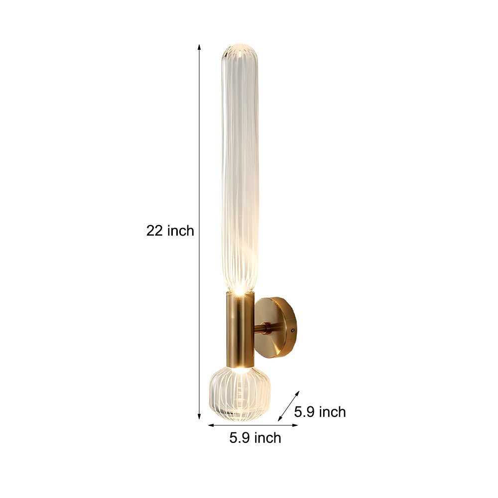 Postmodern Clear Glass Wall Light Fixture for Living Room & Hallway