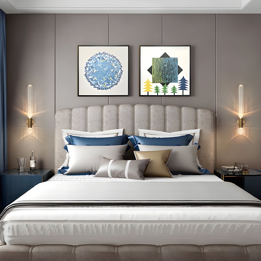Postmodern Clear Glass Wall Light Fixture for Living Room & Hallway