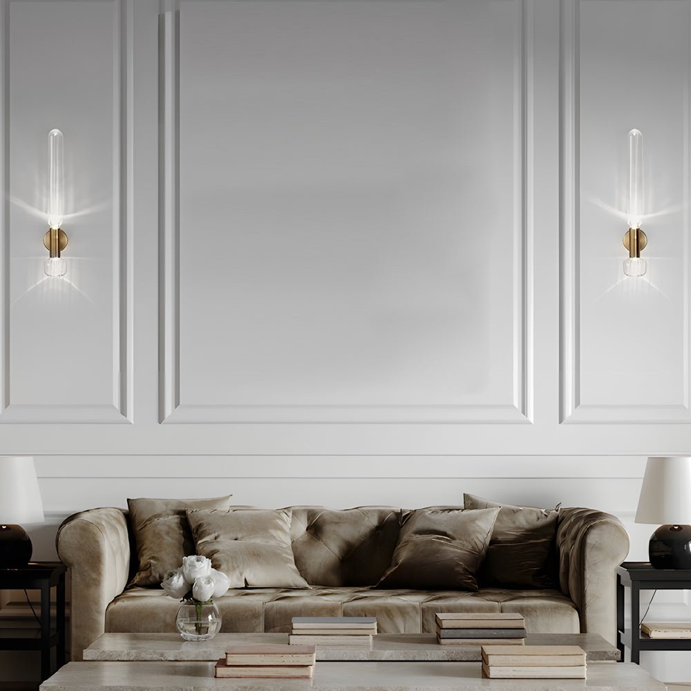 Postmodern Clear Glass Wall Light Fixture for Living Room & Hallway