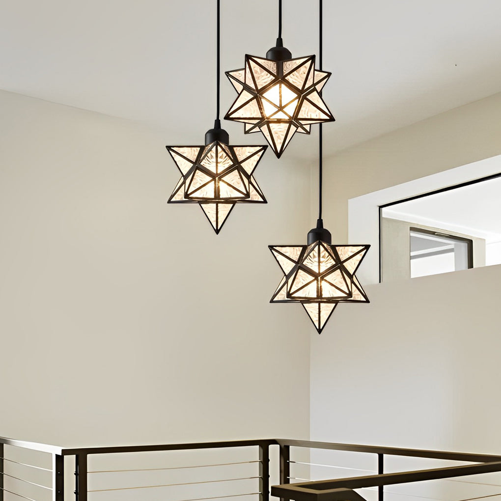 Modern Clear Glass Moravian Star Pendant Light for Entryway Illumination