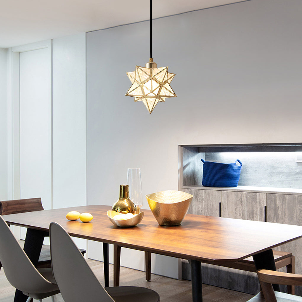 Modern Clear Glass Moravian Star Pendant Light for Entryway Illumination