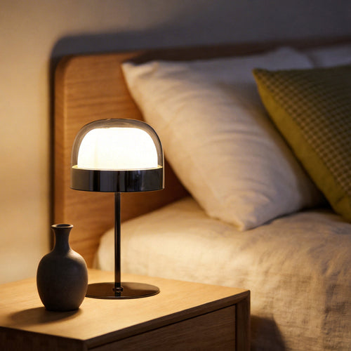 Contemporary White Glass Mushroom LED Table Lamp for Living Room Decor