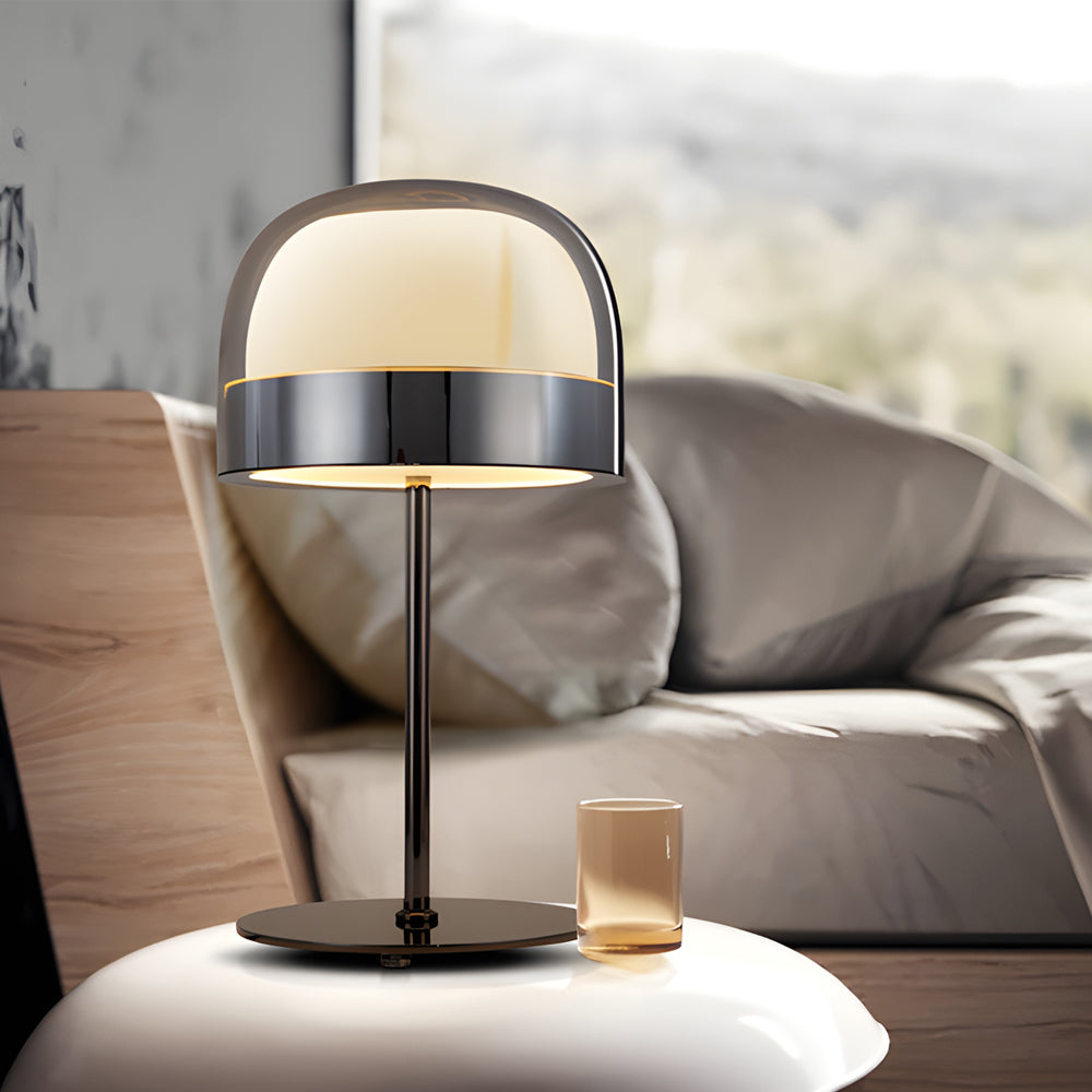 Contemporary White Glass Mushroom LED Table Lamp for Living Room Decor