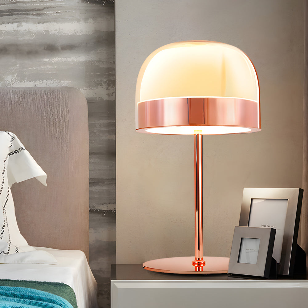 Contemporary White Glass Mushroom LED Table Lamp for Living Room Decor