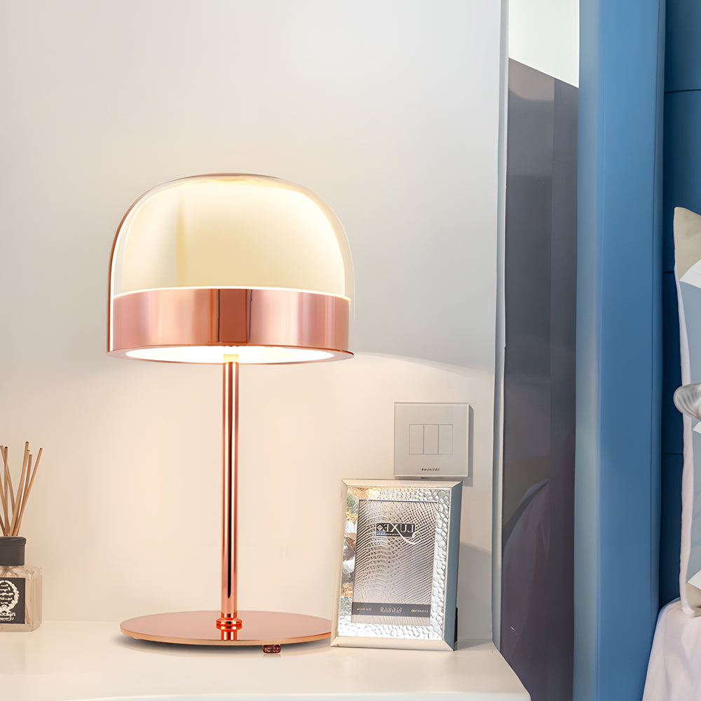 Contemporary White Glass Mushroom LED Table Lamp for Living Room Decor