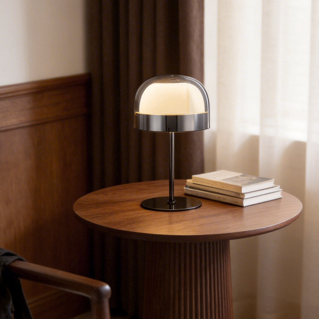 Contemporary White Glass Mushroom LED Table Lamp for Living Room Decor