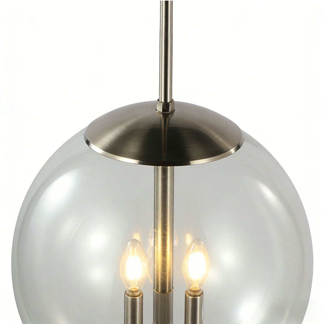 Contemporary Silver Glass Orb Pendant Light for Living Room or Dining Room