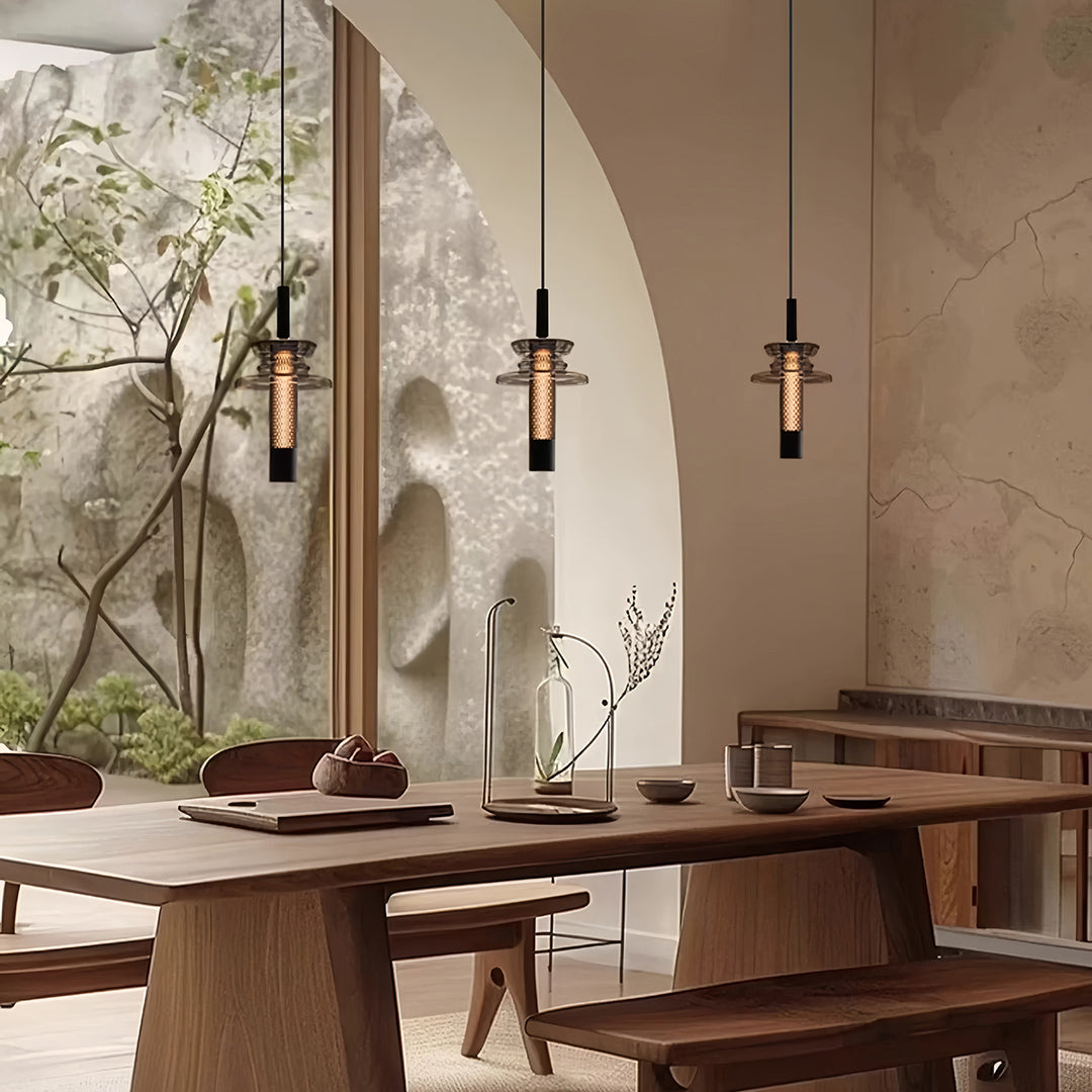 Elegant Clear Glass Geometric Pendant Light Fixture for Modern Spaces