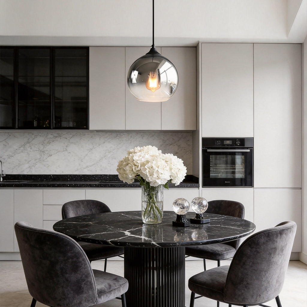 Modern Clear Glass Round Pendant Light Fixture for Dining Room Decor