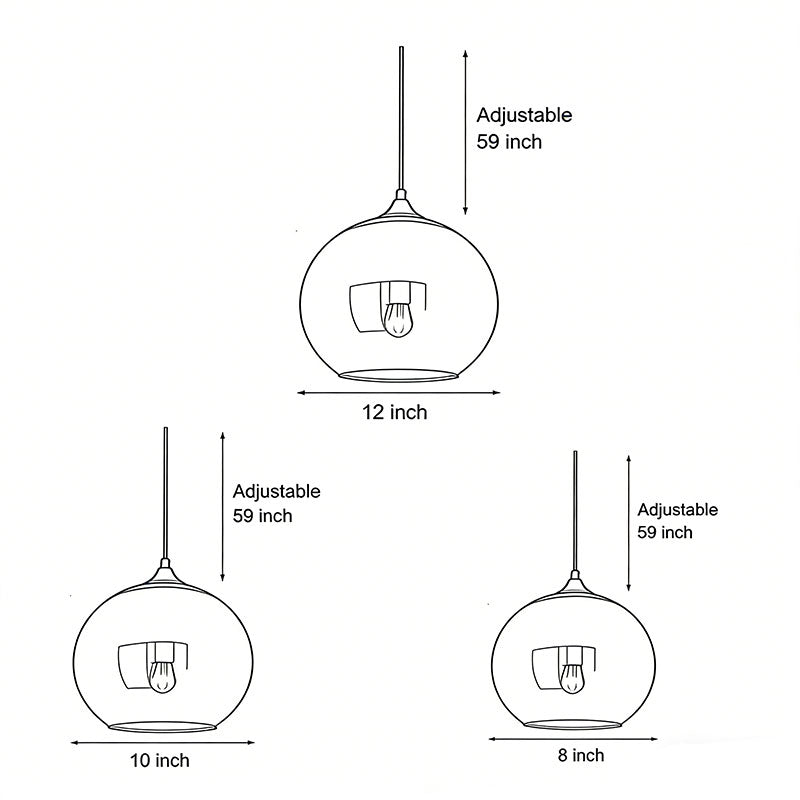 Modern Clear Glass Round Pendant Light Fixture for Dining Room Decor