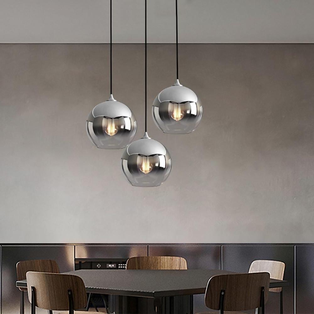 Modern Clear Glass Round Pendant Light Fixture for Dining Room Decor