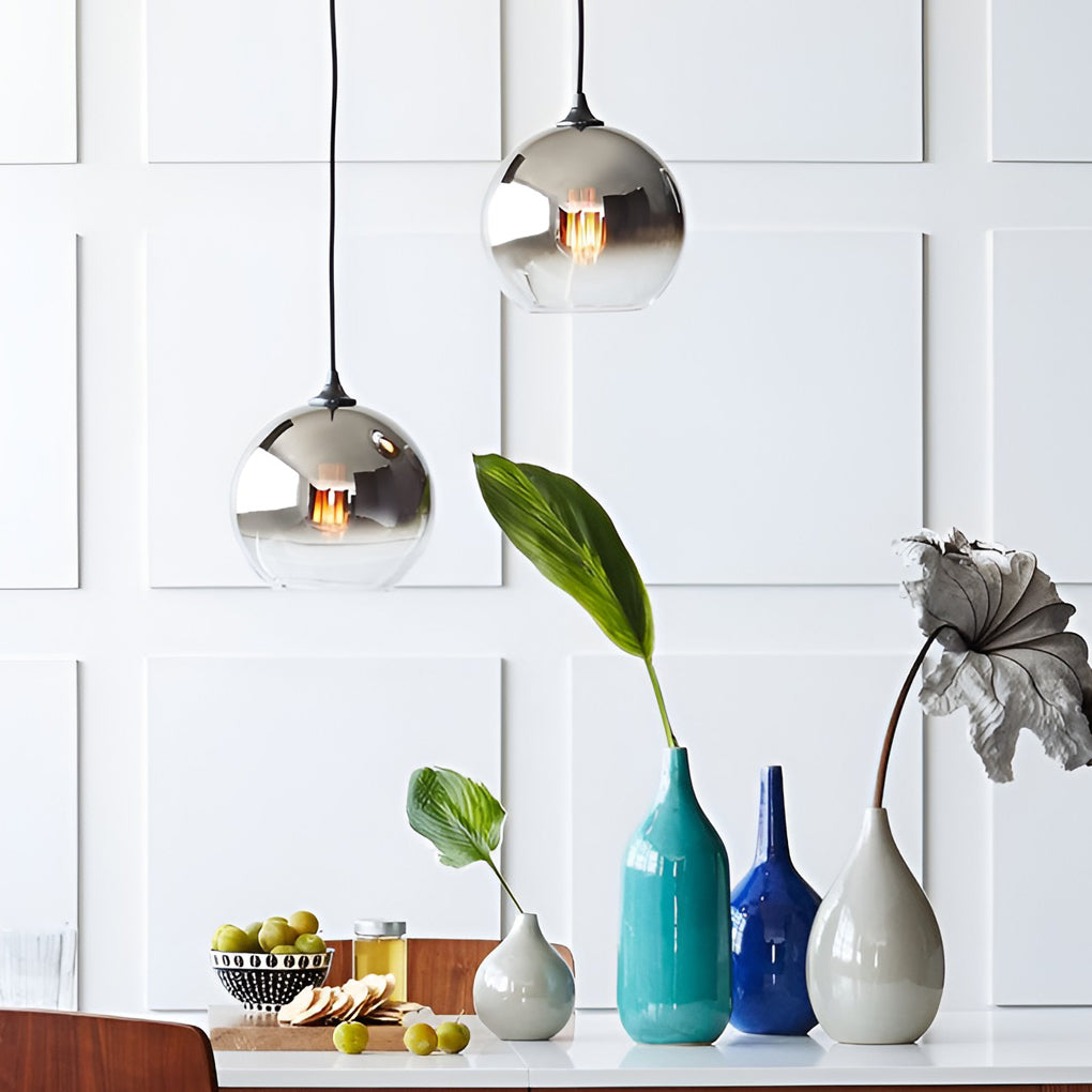 Modern Clear Glass Round Pendant Light Fixture for Dining Room Decor