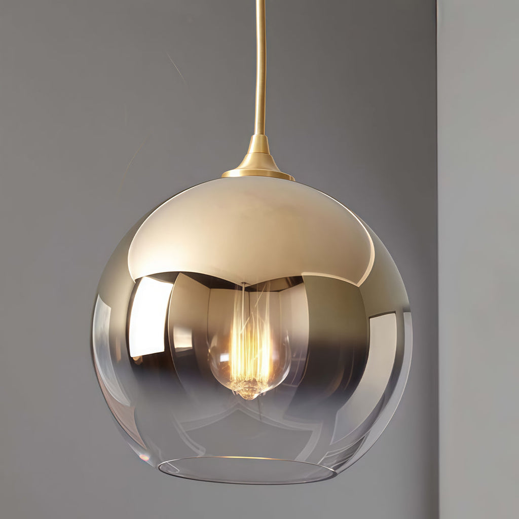 Modern Clear Glass Round Pendant Light Fixture for Dining Room Decor