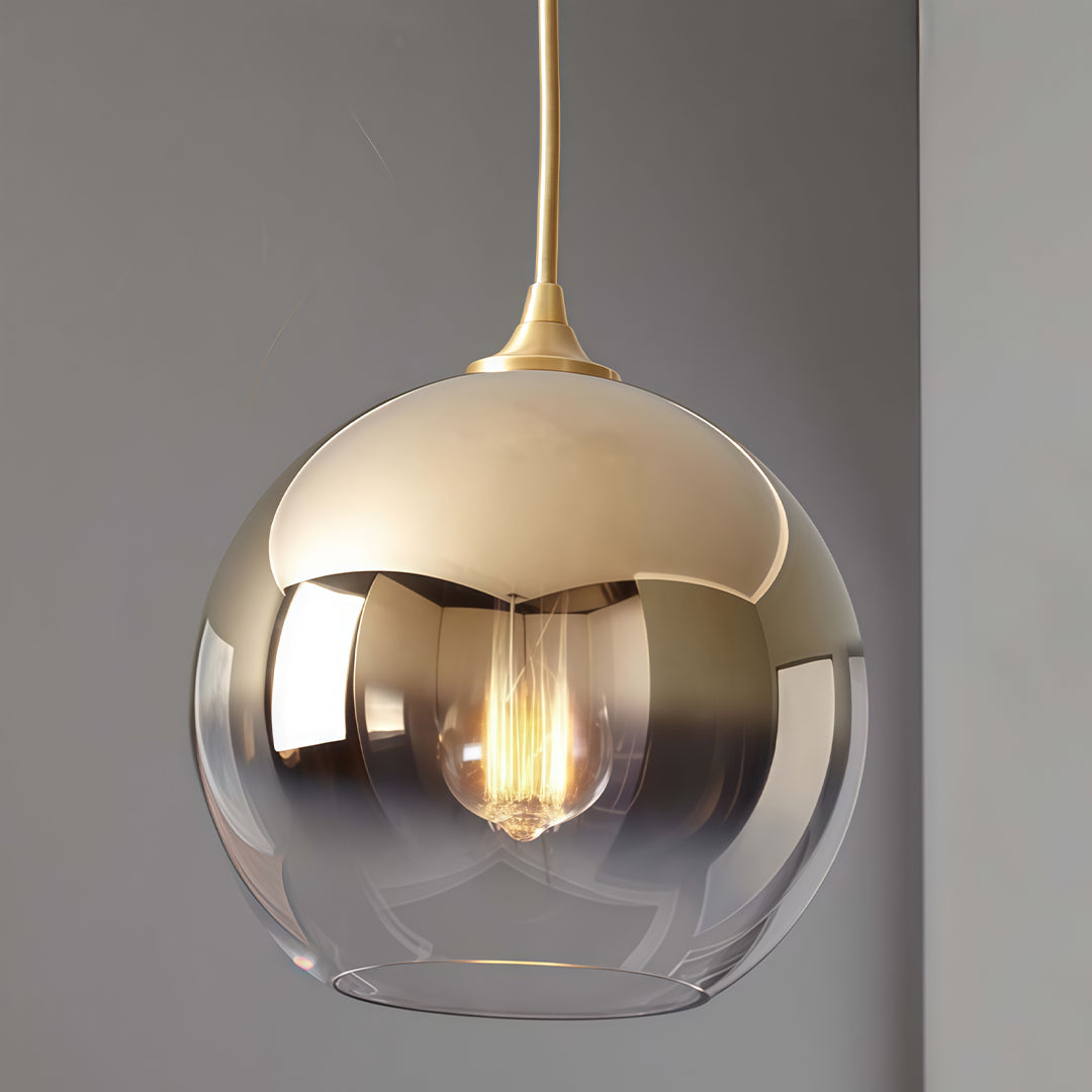Modern Clear Glass Round Pendant Light Fixture for Dining Room Decor