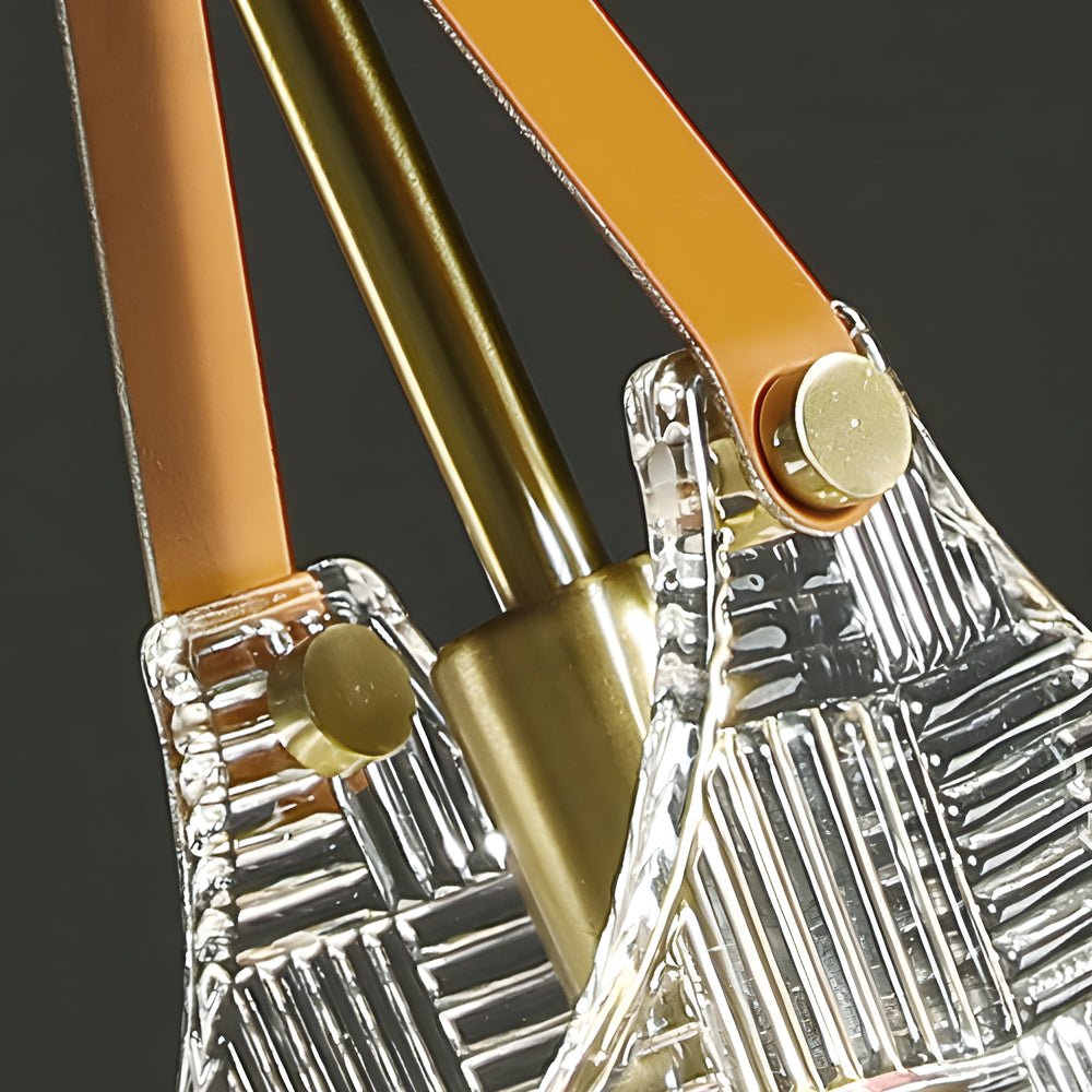 Contemporary Copper Pendant Lamp with Woven Glass Texture for Living Room