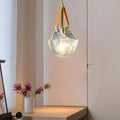 Modern Copper Leather Pendant Lamp with Glass Woven Texture for Home Décor