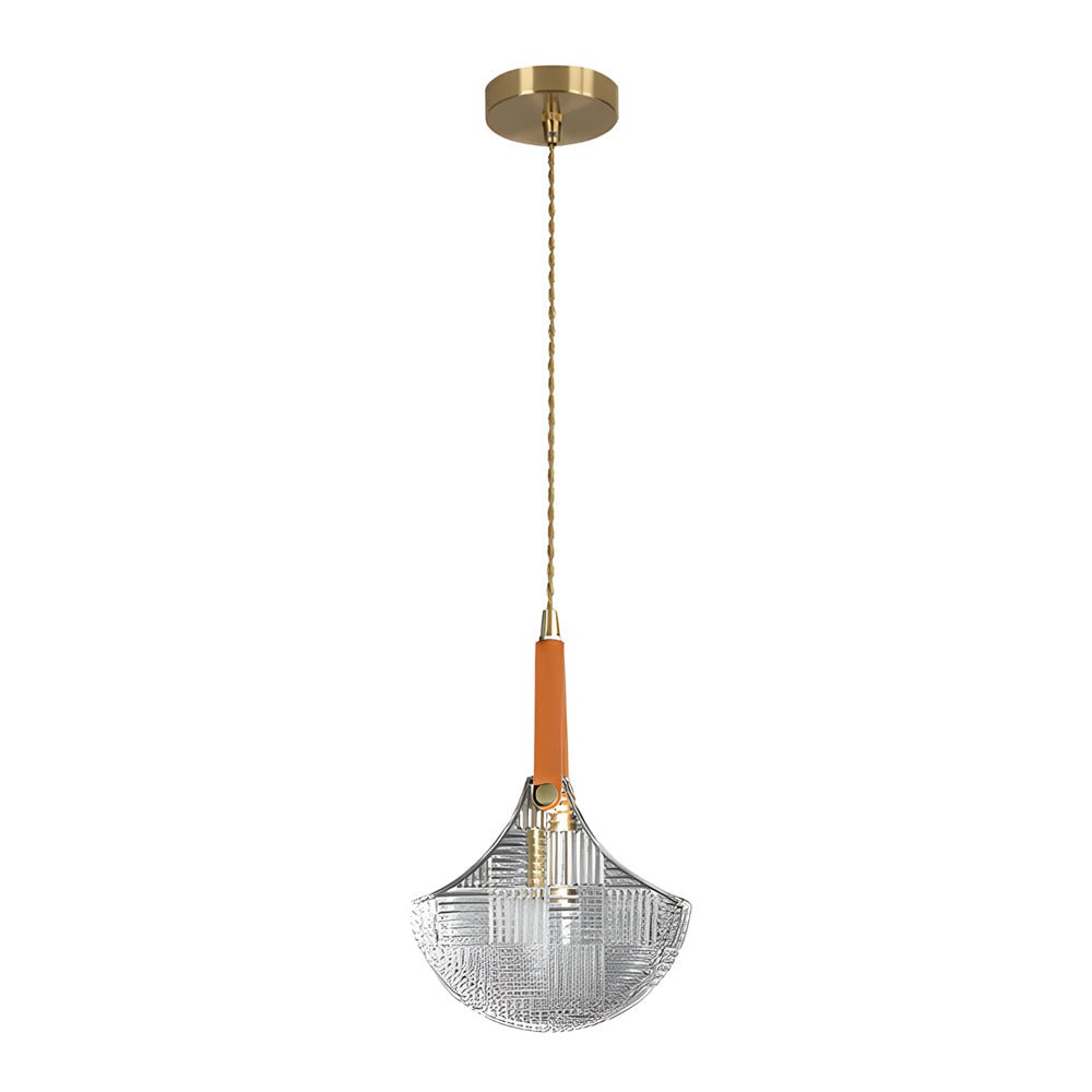 Modern Copper Leather Pendant Lamp with Glass Woven Texture for Home Décor