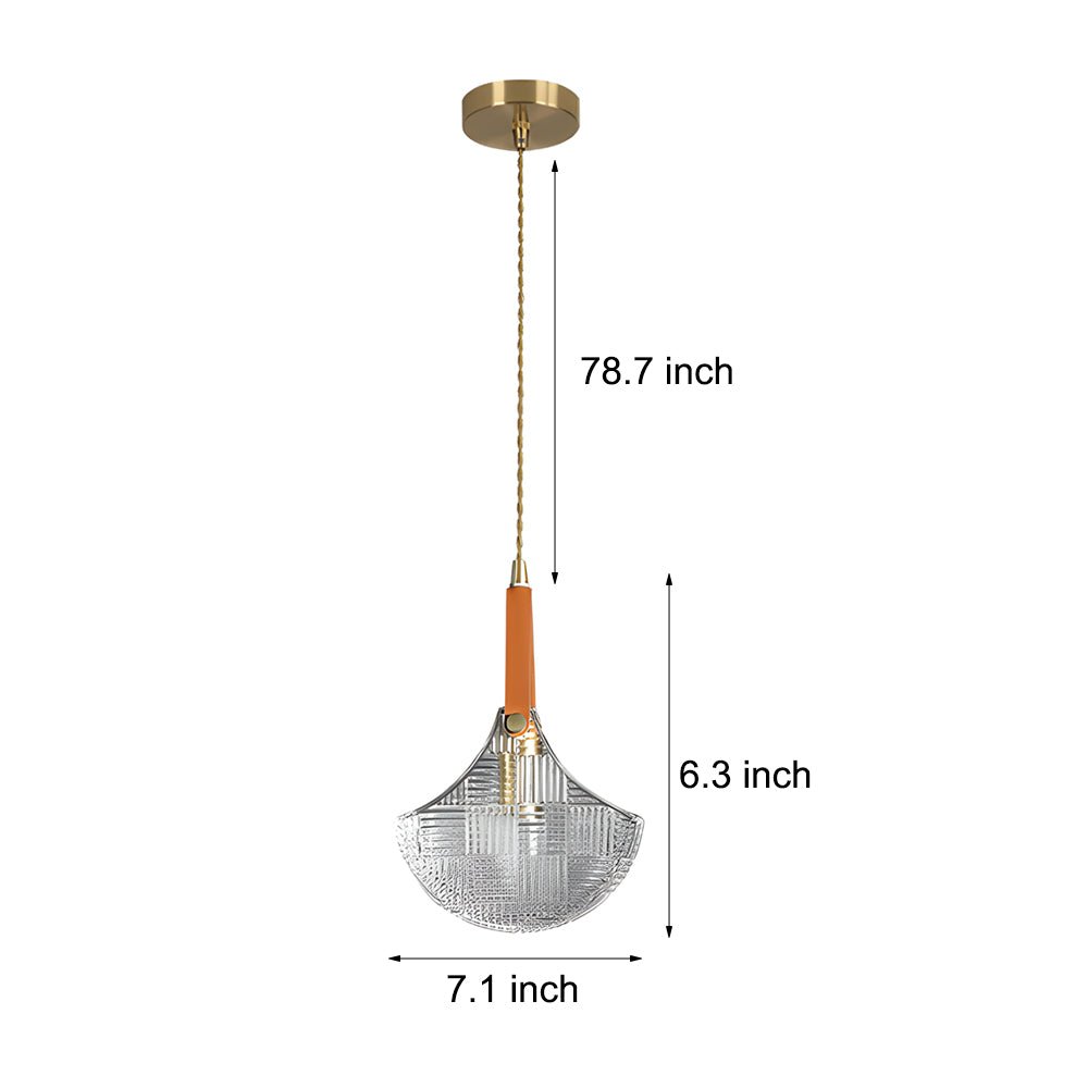 Modern Copper Leather Pendant Lamp with Glass Woven Texture for Home Décor