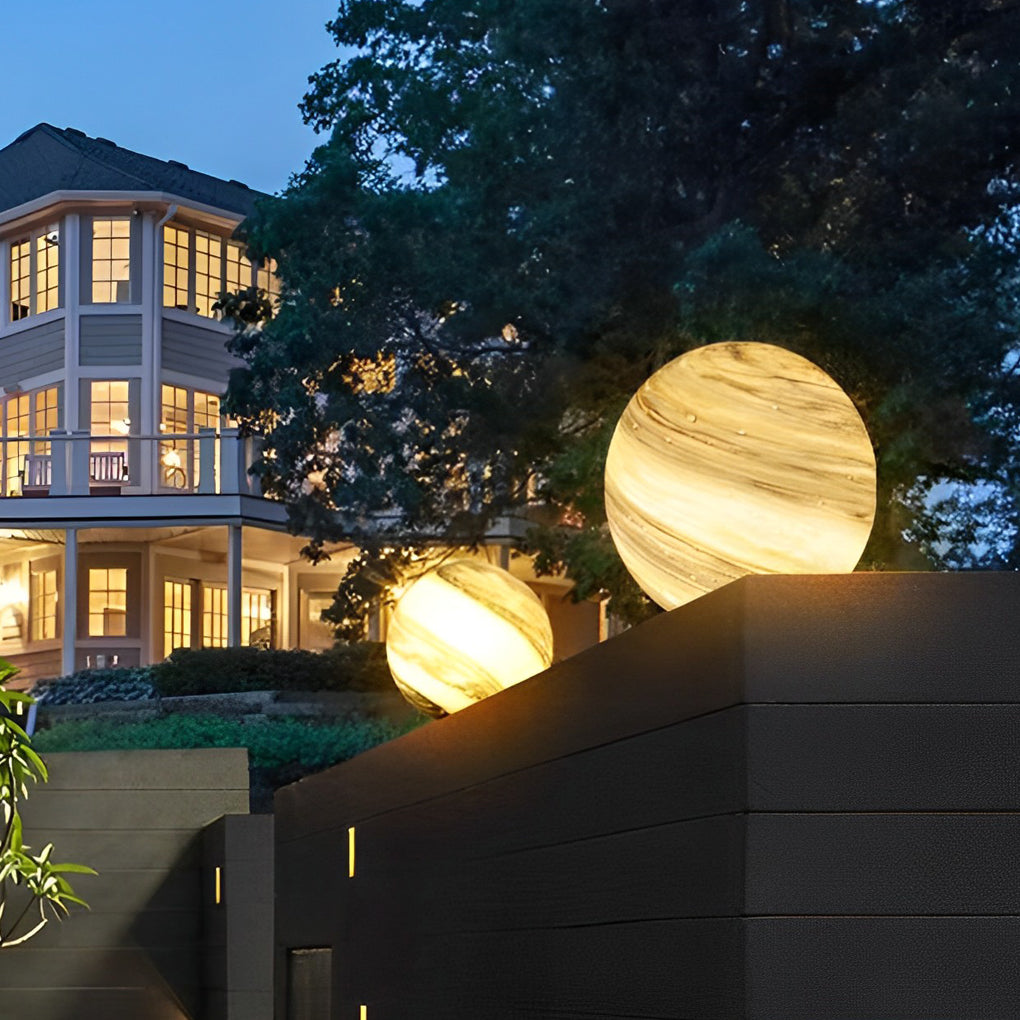 Contemporary White Globe Pillar Light Fixture for Outdoor Fencing