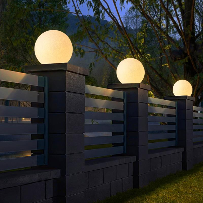 Modern Waterproof White Globe LED Pillar Light for Outdoor Spaces