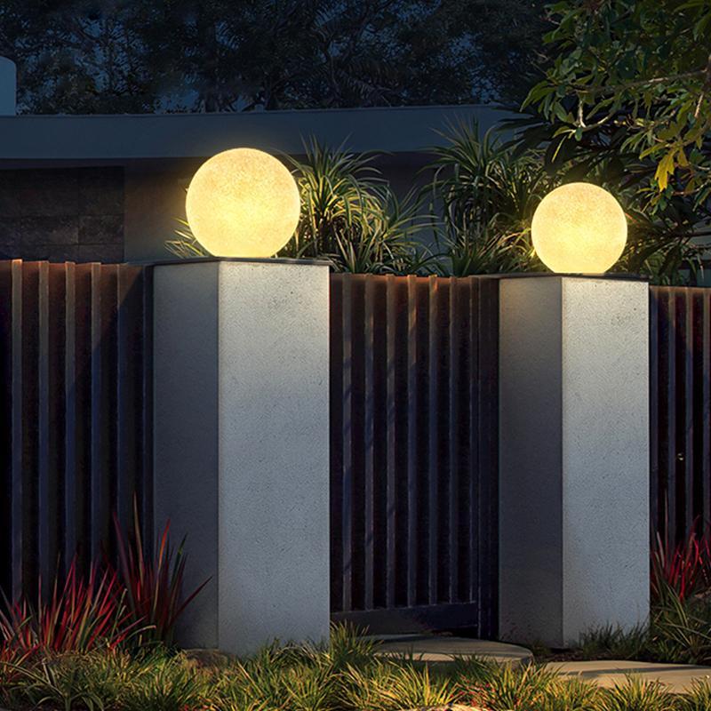 Modern Waterproof White Globe LED Pillar Light for Outdoor Spaces