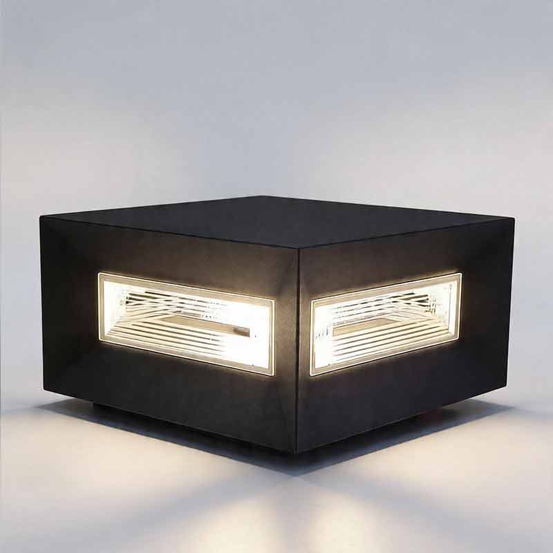 Modern White Square LED Solar Pillar Lights for Outdoor Fence Decor