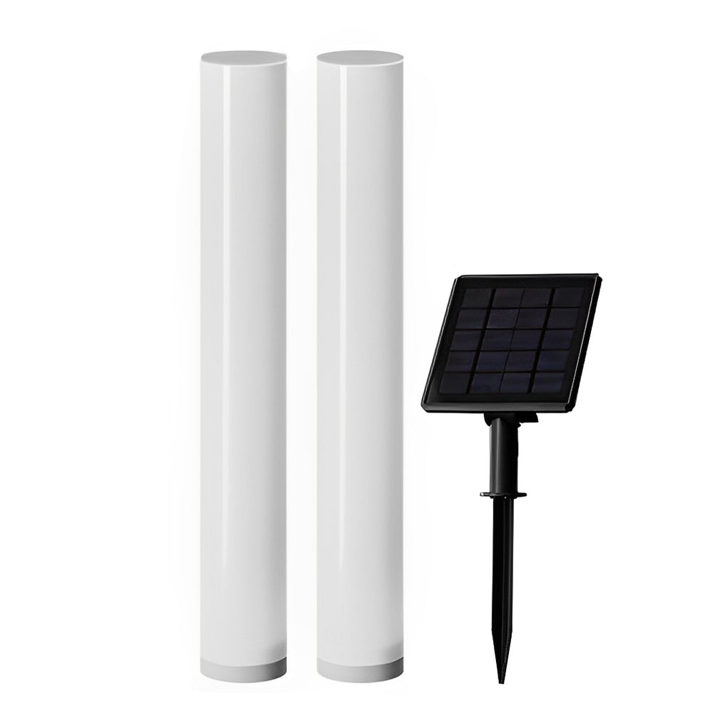 Modern White Waterproof Solar-Powered Cylindrical Lawn Light Post