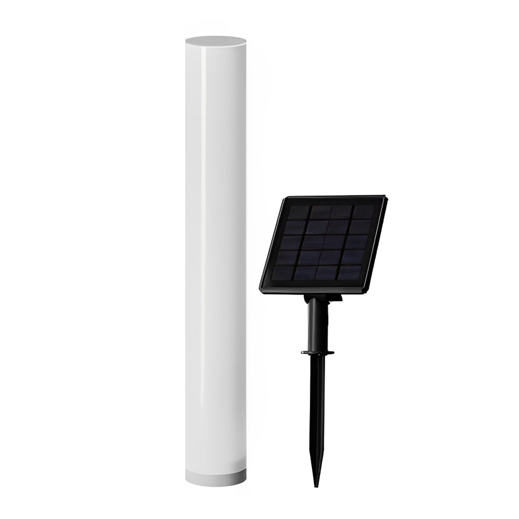 Modern White Waterproof Solar-Powered Cylindrical Lawn Light Post
