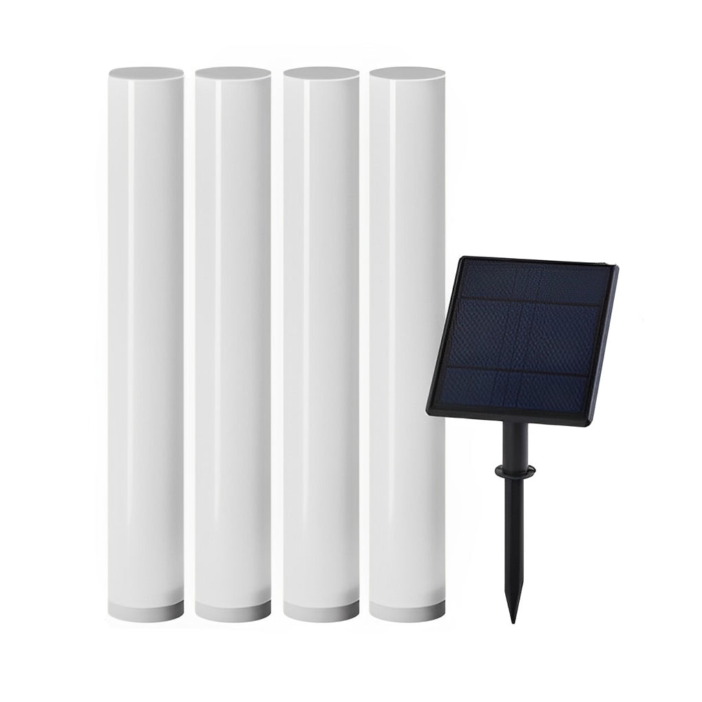 Modern White Waterproof Solar-Powered Cylindrical Lawn Light Post